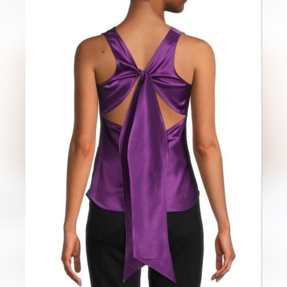Polo Ralph Lauren Satin Cut-out Tie Back Sleeveless Top Size-12